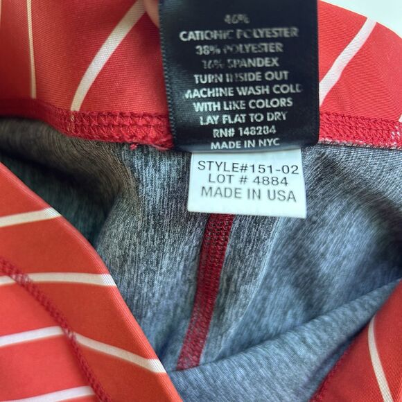 Peloton X Terez Women's  Leggings S Red Orange Ombre Striped Spell Out - Picture 8 of 10